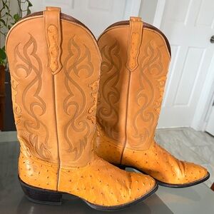 Men's Full Quill Ostrich Leather Western Cowboy Boots